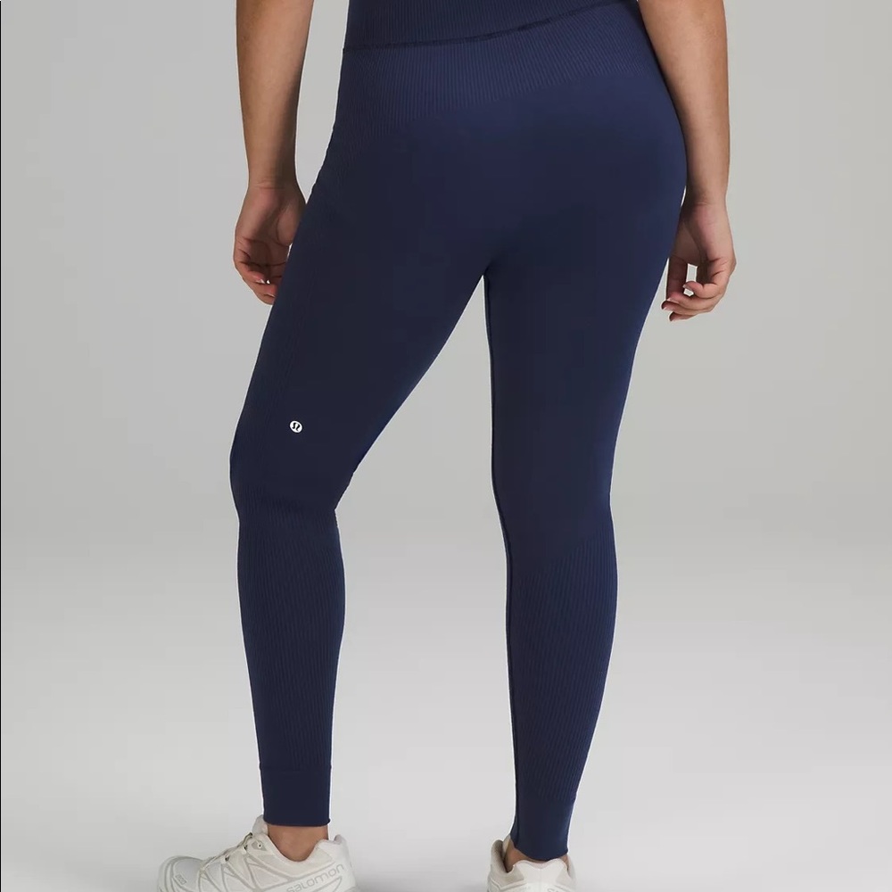 Lululemon Navy Blue Ribbed Tight
